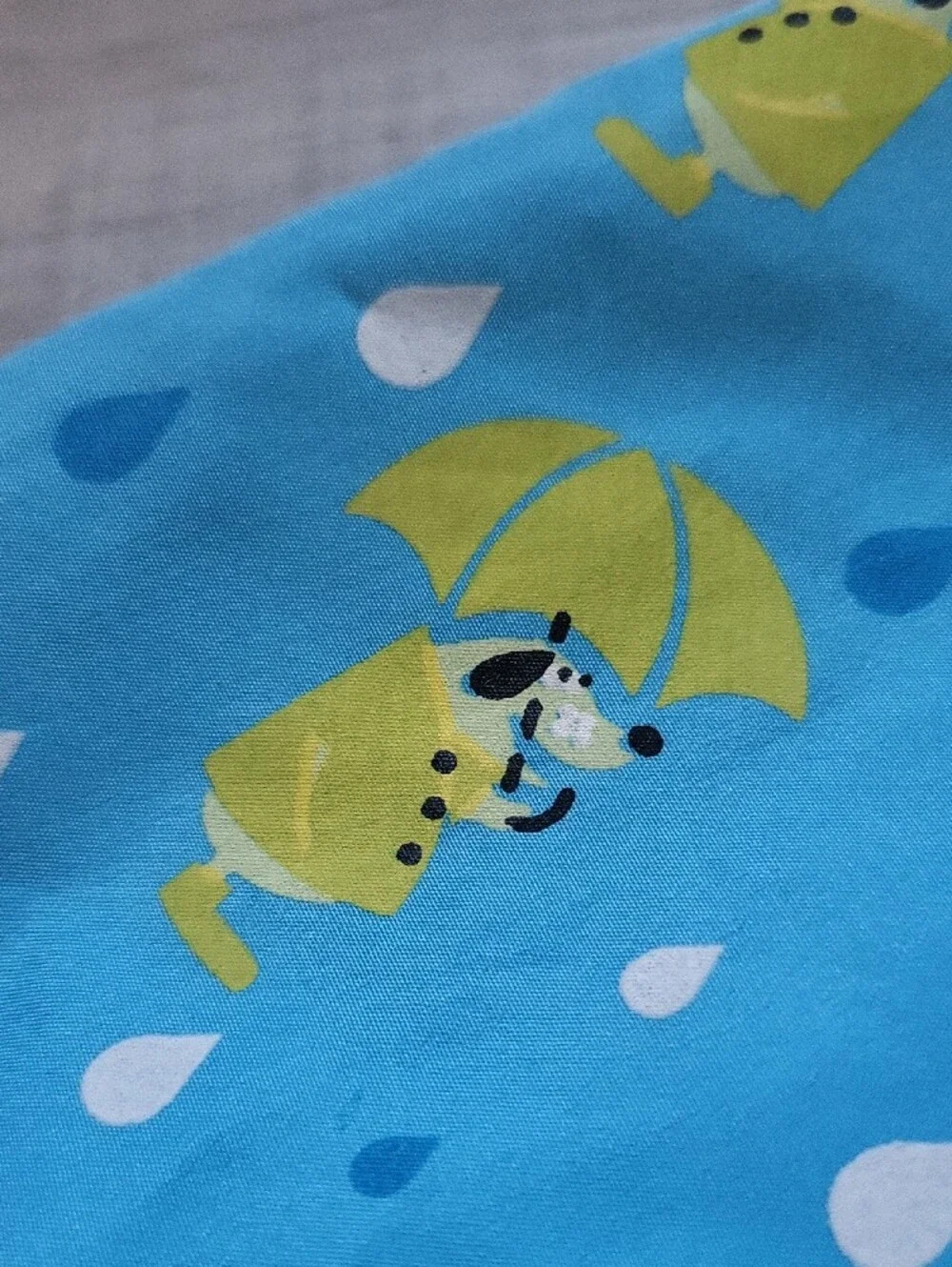 Dog Hooded Rain Poncho - Blue with Yellow Umbrella Print